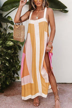 Stunncal Color Block Stitching Holiday Maxi Dress