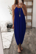 Stunncal Wrapped Split Solid Cami Beach Dress