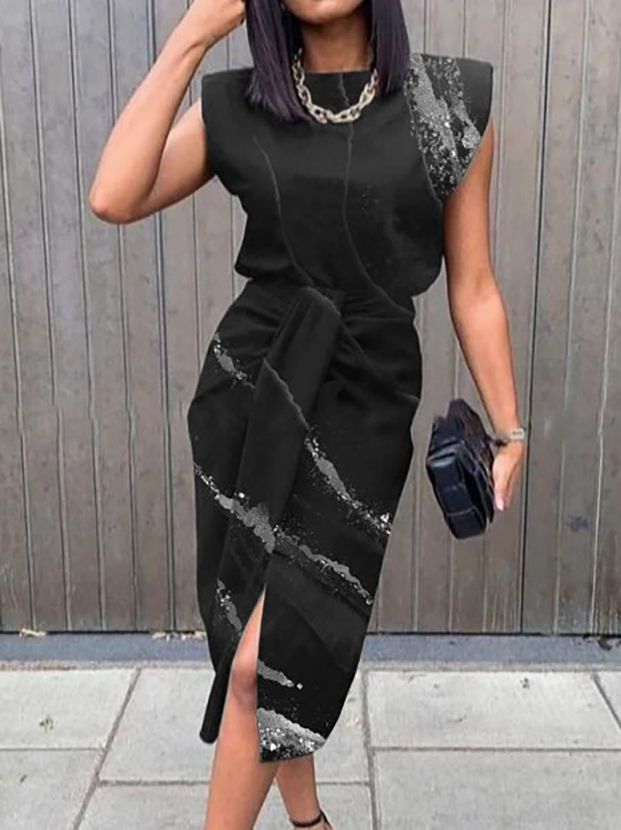Stunncal Elegant Print Printing O Neck A Line Dresses(5 Colors)