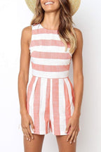 Stunncal Sleeveless Striped Romper(3 Colors)