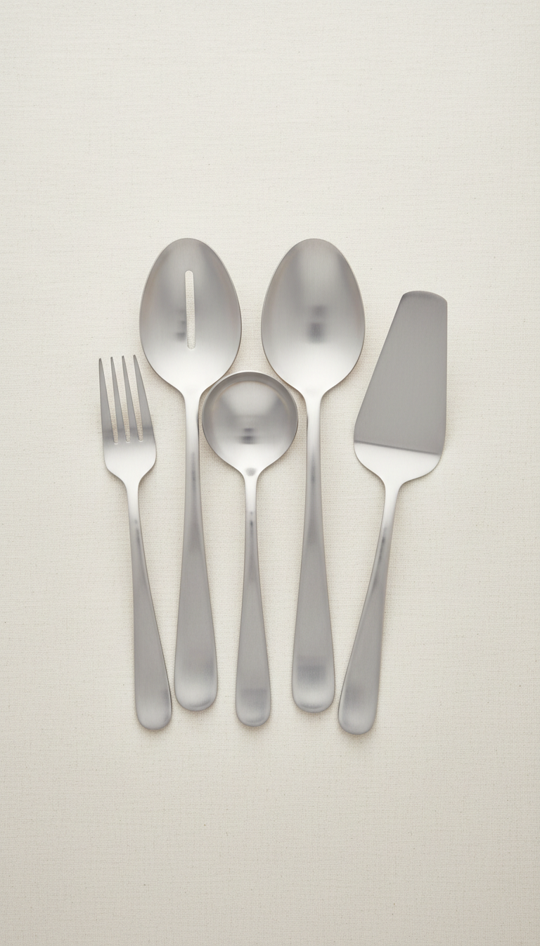 Matte Stainless Steel Serving Utensils Set