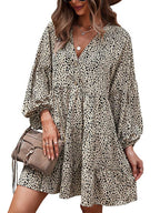 Stunncal Long Sleeve Leopard Print Dress