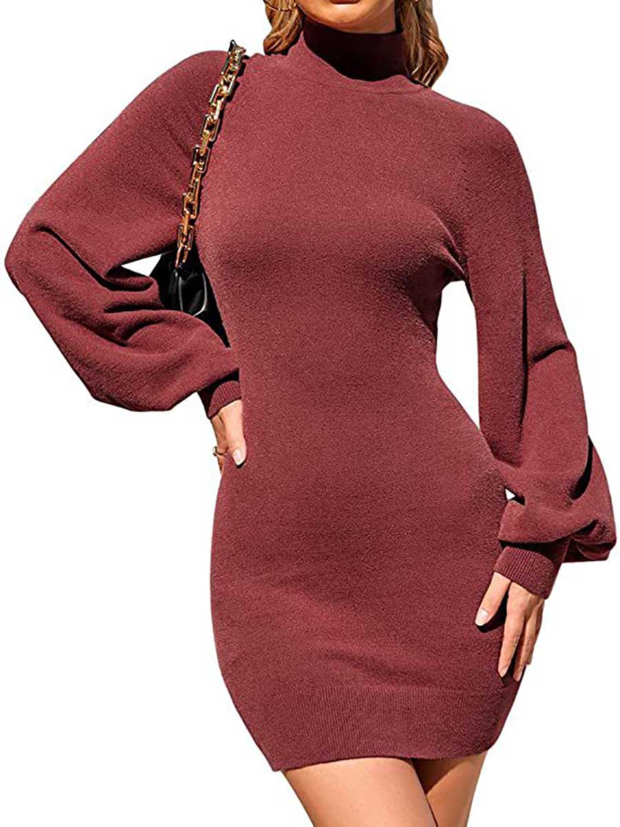 Stunncal Turtleneck Knit Sweater Dress