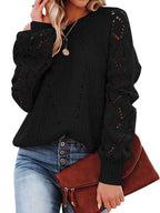 Stunncal Cutout Knit Lantern Sleeve Sweater