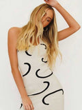 Stunncal Woolen Halter Slim Backless Dress